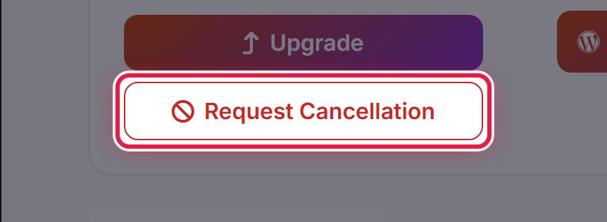 The Request Cancellation button in the sidebar of a plan page.
