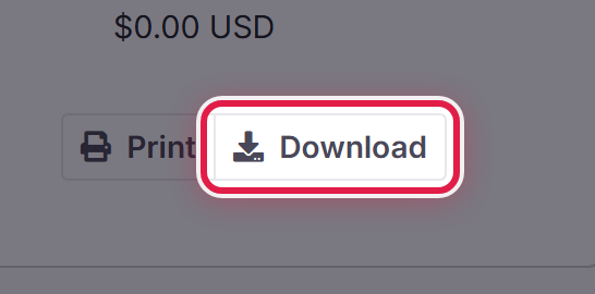 The Download button at the top of an invoice, next to Print.