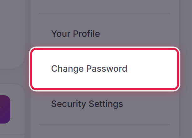 The account menu open, with Change Password ringed.