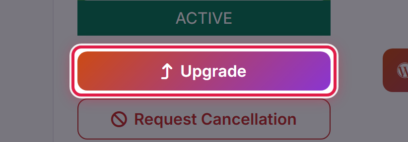 The Upgrade button in the sidebar of a plan page.