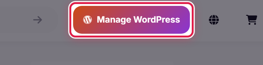 The bar at the top of the portal, with the Manage WordPress button ringed.