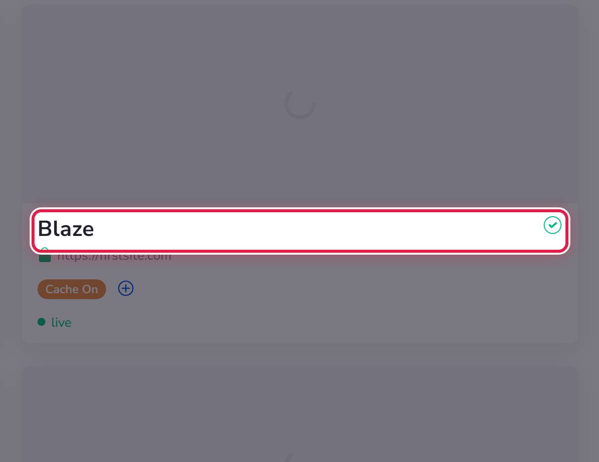 A site card in the manager, showing a preview of the site, its name and its address.