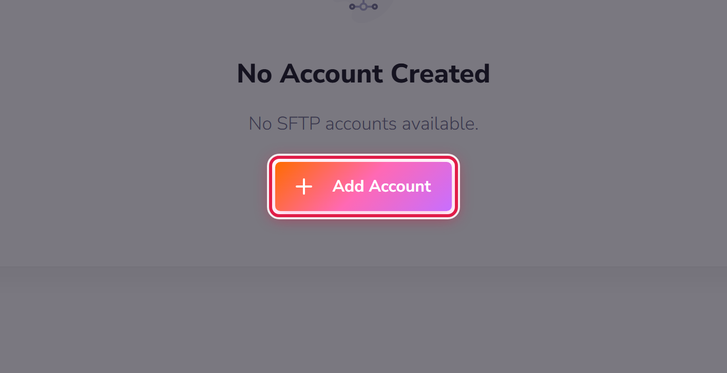 The SFTP Accounts screen, with Add Account ringed.